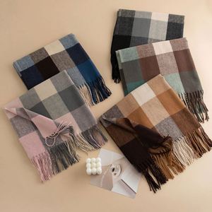 Bufanda de Cachemira Sintética con Estampado a Cuadros Estilo Coreano para Otoño e Invierno, Bufanda Larga con Borlas y Diseño de Pata de Gallo, Gruesa y Cálida para Mujer - Product Image 3