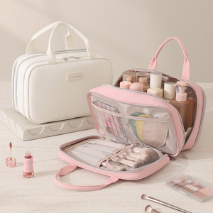 Speed And Constancy Three Layer Cosmetic <b>Bag</b> <b>Large</b> Capacity Portable <b>Makeup</b> Storage Travel Toiletry Case With Brush Organizer - Product Image 1