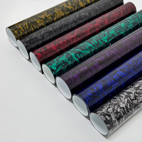 Film vinyle pour carrosserie de voiture sans bulles, holographique brillant mat, effet fibre de carbone forgée, pour changement de couleur de voiture, autocollants pour voiture