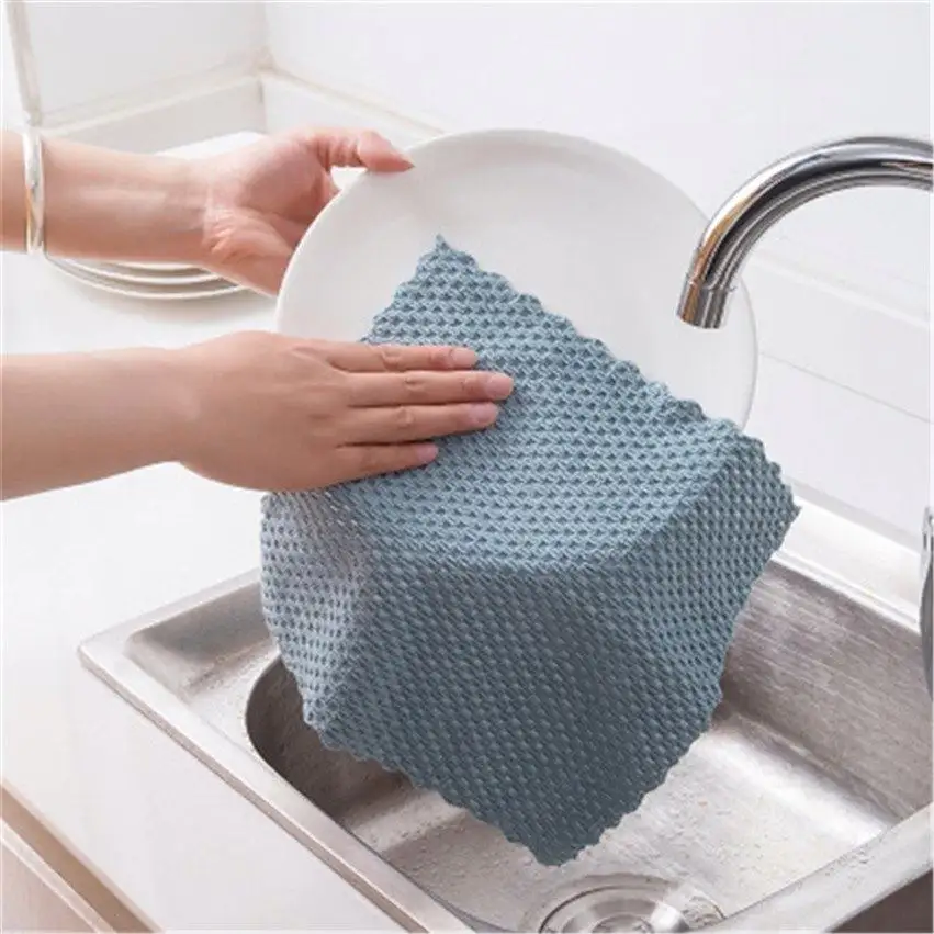Cloth Thick Cleaning Home Kitchen Cleaning Towel Kitchen Anti-Grease Wiping Rags Efficient Absorbent Microfiber Washing Dish