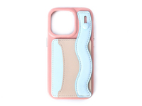 Élégante coque de téléphone portable en cuir violet-rose-bleu antichoc avec fente pour cartes pour iPhone 17 Pro/Pro Max/16/15 Pro