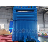 Structure gonflable combinée avec toboggan bleu pour enfants, toboggan sec gonflable pour jardin, fête d'anniversaire, location commerciale