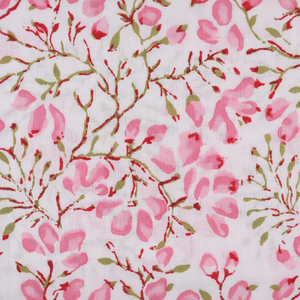 Verde Rosa Taffy Pickle Floral bloque de mano impreso tela de algodón puro por yarda ropa de mujer vestidos cortinas cubierta de niños - Product Image 1