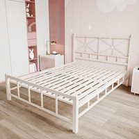 Lit moderne en fer de 1,5 mètre, cadre souple et durable, simple/double, pour hôtel et entrepôt, salon, appartement, chambre d'enfant