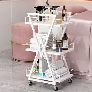 Chariot de salon de coiffure moderne en or rose chariot roulant à 4 roues cadre en métal meubles imperméables de haute qualité vente en gros - Product Image 4