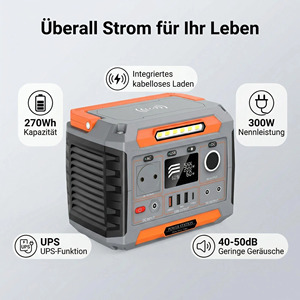 300W 270Wh Portable Power Station <b>for</b> German <b>Camping</b>, Handwerker Site and Home Blackout Emergency Backup - Product Image 3