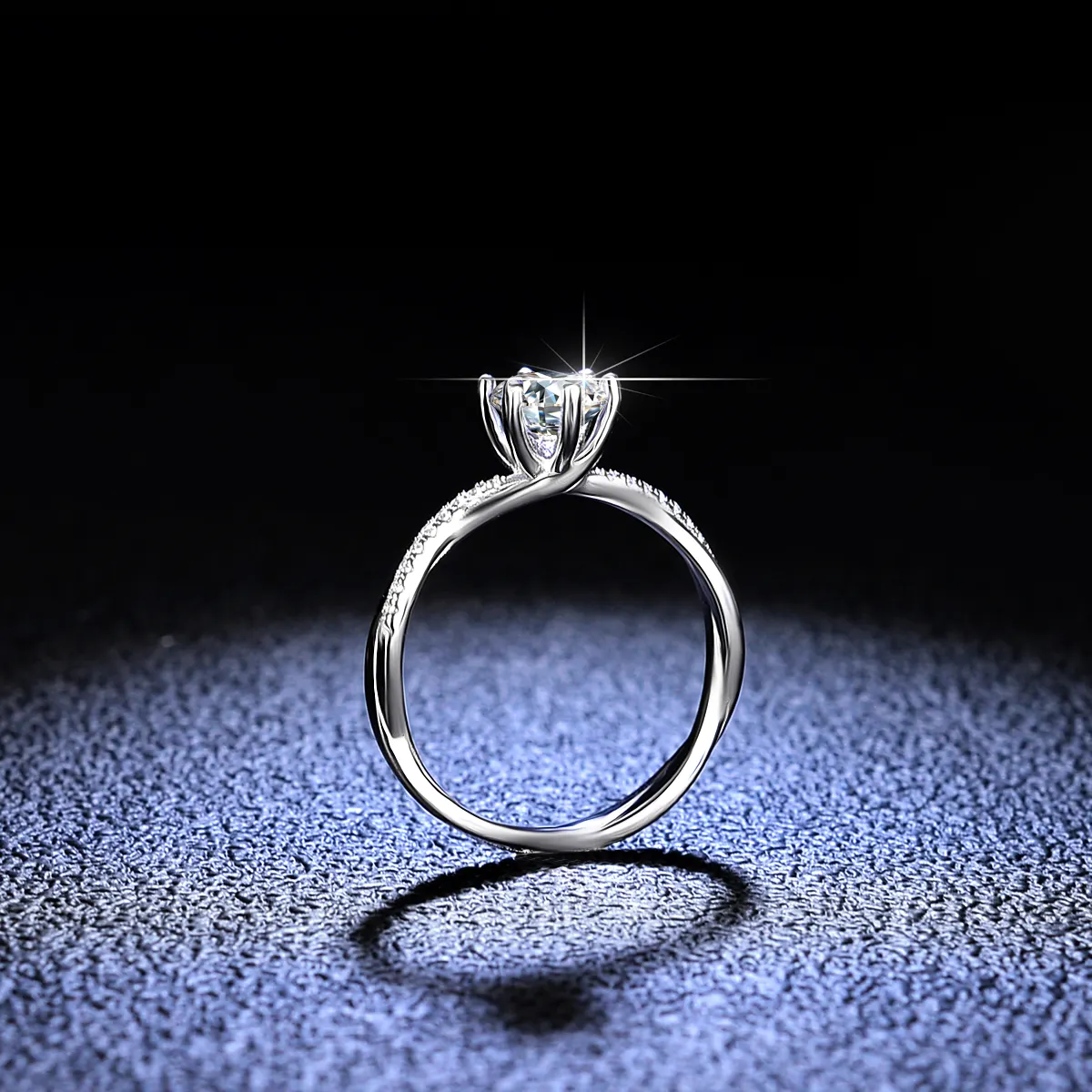 خاتم زفاف مخصص مرصع بالماس مطلي بالمجوهرات الأنيقة خاتم GRA للزفاف بطلاء الفضة الدائم 925 1 قيراط
