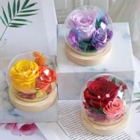 Boîte cadeau en verre avec mini rose éternelle préservée faite à la main - Longue durée de vie (3 à 5 ans) pour la fête des mères, la Saint-Valentin, Noël