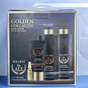 Etiqueta privada Golden Collagenine Luxury Set Hidratante Reparación Champú para el cabello Acondicionador y máscara Kit de cuidado del hogar - Product Image 3