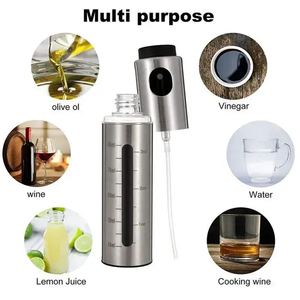 Bouteille en verre avec couvercle en acier inoxydable de 100 ml, vaporisateur de vinaigre, distributeur <span class=keywords><strong>d</strong></span>'<span class=keywords><strong>huile</strong></span> <span class=keywords><strong>d</strong></span>'<span class=keywords><strong>olive</strong></span> avec entonnoir rechargeable pour barbecue, salade - Product Image 6