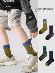 Otoño nuevo doble aguja bordado letras calcetines deportivos sin hueso transpirable algodón tubo calcetines al por mayor para niños y niñas - Product Image 3
