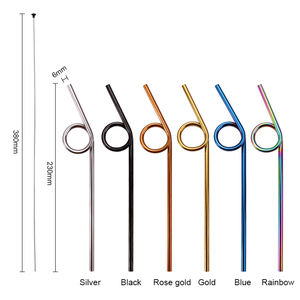 Pailles <span class=keywords><strong>color</strong></span>ées réutilisables, en métal, pour décorer une fête, avec brosse, réutilisables, fantaisie - Product Image 2