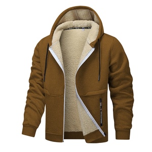 Custom Men's Winter Zippered <b>Warm</b> <b>Jacket</b>, Custom Hooded Sweatshirt, Men's Solid Color Hooded <b>Jacket</b> - Product Image 2