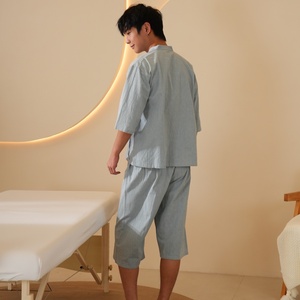 <span class=keywords><strong>เสื้อ</strong></span><span class=keywords><strong>คลุม</strong></span>กิโมโน<span class=keywords><strong>ญี่ปุ่น</strong></span><span class=keywords><strong>ผู้ชาย</strong></span>สีน้ำเงิน ผ้าฝ้าย 100% ยูกาตะ โนราจิ แฟชั่นลำลอง น้ำหนักเบา เปิดด้านหน้า - Product Image 5