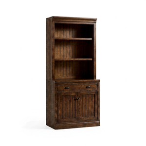 Librero Rústico de Madera con 2 Estantes, Gabinete y Cajón, Mueble Independiente para Almacenamiento en Oficina en Casa - Product Image 1
