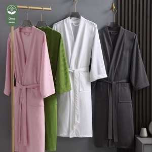 <span class=keywords><strong>Bata</strong></span> de Baño Fina Tipo Waffle para Hotel, Salón de Belleza, Pijama Largo para Parejas Adultas, <span class=keywords><strong>Bata</strong></span> de Poliéster para el Hogar, Primavera-Otoño - Product Image 4