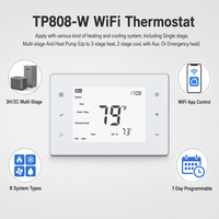 Termostato Programable WiFi de 24V, 3 Niveles de Calor y 2 de Frío, Controlador Digital Inteligente de Temperatura Ambiente para Sistemas de Aire Acondicionado y Bombas de Calor