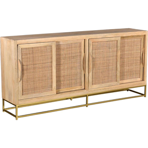 Solid Wood Dining Room <b>Sideboard</b> With Hand Carved Wooden Panels Decorative Buffet Cabinet Storage Furniture For Living Room - Product Image 1