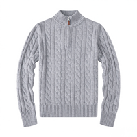 Pull en maille de coton de luxe pour homme, col zippé, décontracté, personnalisé, brodé, pour l'hiver