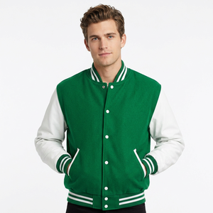Veste de sport verte pour homme, coupe décontractée, polyester, couleur unie, col rabattu, fermeture à boutons, vêtement d'automne - Product Image 1
