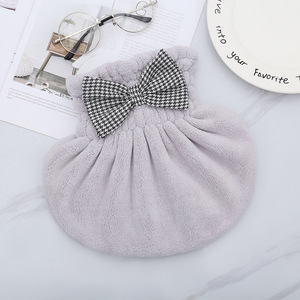 Bonnet de douche en peluche mignon avec nœud, séchage rapide, en polaire corail, serviette-chapeau pour cheveux, pour femmes, accessoires de bain et de nettoyage, bleu, orange, gris, rose - Product Image 3