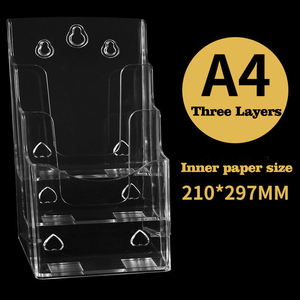 Clear <strong>Acrylic</strong> Desktop File Organizer Office Document and Magazine Rack Brochure Storage <strong>Stand</strong> Catalog Display Rack - Product Image 2