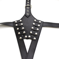 Ensemble de lingerie dos nu pour soutien-gorge ouvert en cuir BDSM Bondage noir pour femme