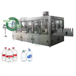 Machine rotative automatique 3 en 1 3L 4L 5L bouteille en plastique PET pure boisson minérale eau de source lavage remplissage bouchage