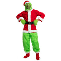 Costume de monstre vert en fourrure de Noël Echo Grinch avec masque