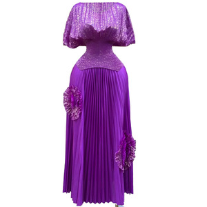 Ensemble deux pièces vintage en mousseline <span class=keywords><strong>de</strong></span> soie pour femme, <span class=keywords><strong>taille</strong></span> <span class=keywords><strong>grande</strong></span>, 150,00 kg, haut amincissant bronzant, <span class=keywords><strong>jupe</strong></span> <span class=keywords><strong>longue</strong></span> plissée à la mode Miyake - Product Image 4