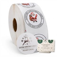 Étiquettes autocollantes de Noël personnalisées, autocollants ronds en feuille d'or, étiquettes d'emballage de Noël personnalisées, étiquettes pour boîtes cadeaux, pots de bougies, OEM