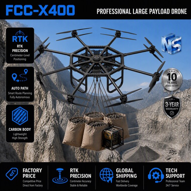 Large Payload Industrial Drone for Mountain Construction Material Hoisting FCC-X400
