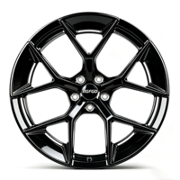 Jantes en alliage forgé monobloc concaves à cinq branches, noir brillant poli, jantes de voiture de sport personnalisées