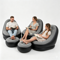 Canapé gonflable avec repose-pieds, fauteuil paresseux, chaise longue gonflable pour salon et chambre à coucher - Vente en gros usine