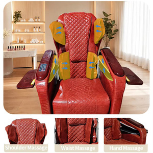 Sillón Profesional de Pedicura Acolchado en Cuero Rojo, Multifuncional, con Asiento Amplio y Cómodo para Masajes, Mueble para Salón de Belleza y Spa de Pies - Product Image 2