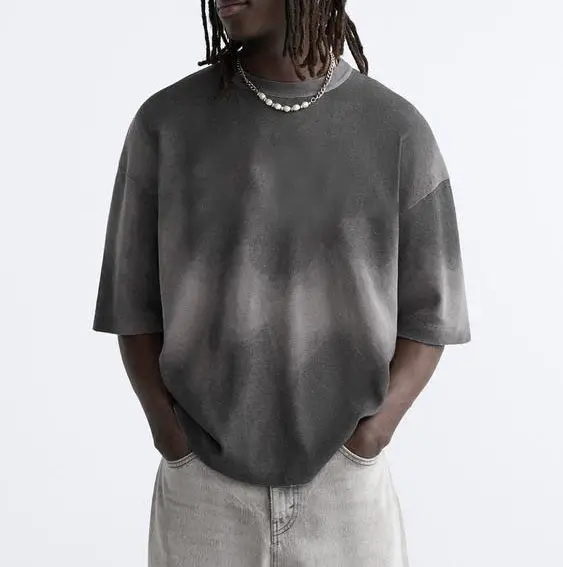 अनुकूलित प्रिंट लोगो टी शर्ट वस्त्र निर्माता 100% कॉटन सन फेड वॉश्ड ओवरसाइज़्ड टी शर्ट मैन
