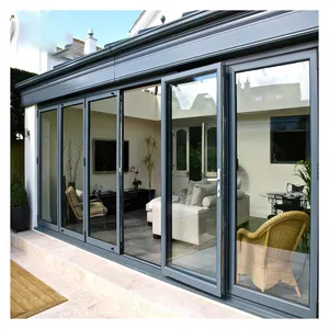 Energy Efficient Thermal Break 4 Panels Narrow Frame Aluminium Double Glass Sliding Doors