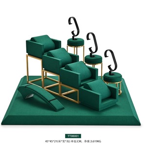 Support de montre de luxe personnalisé, présentoir de montre haut de gamme, accessoires de présentation en microfibre, vert - Product Image 6