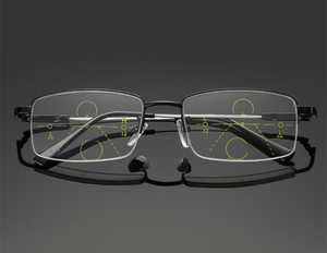 Gafas de Lectura Multifocales de Titanio, Anti-Luz Azul, Protección UV, Bifocales Progresivas, Media Montura para Hombres <span class=keywords><strong>y</strong></span> Mujeres con Presbicia - Product Image 4