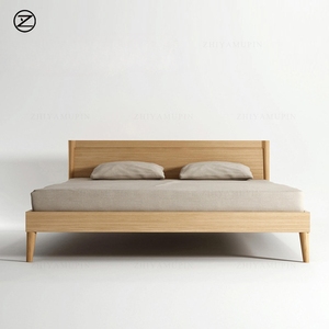 Letto Minimalista Giapponese in Legno Massello, Struttura in Rovere Bianco Nordamericano, Letto <span class=keywords><strong>Matrimoniale</strong></span> in Noce Nero Nordico, Arredamento Originale su Misura - Product Image 3