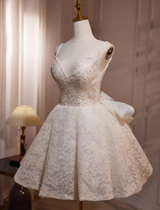 <span class=keywords><strong>Robe</strong></span> de réception courte simple à bretelles spaghetti en dentelle, <span class=keywords><strong>robe</strong></span> de bal, mini-<span class=keywords><strong>robe</strong></span> de mariée <span class=keywords><strong>pour</strong></span> <span class=keywords><strong>mariage</strong></span> <span class=keywords><strong>civil</strong></span> ou fête - Product Image 5