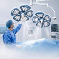 Lampe de plafond LED à double tête pour salle d'opération, profondeur d'éclairage 150 cm, dôme à 5 pétales, 160 000 Lux, lumière OT pour chirurgie ORL et dentaire