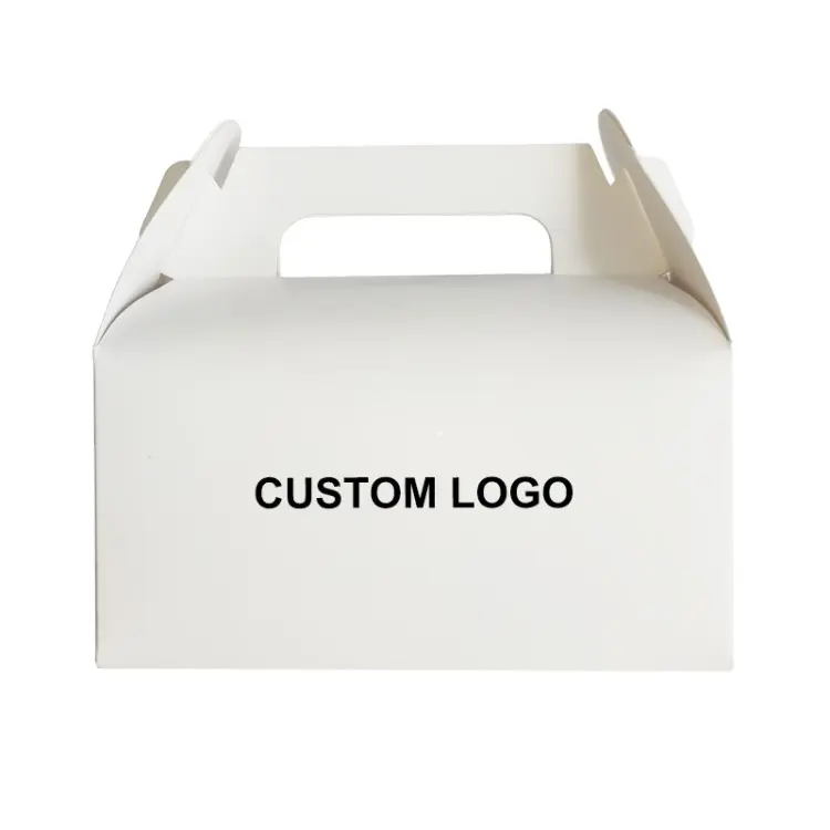 Logotipo personalizado Livro Branco embalagem portátil Gable Carton Box com alça