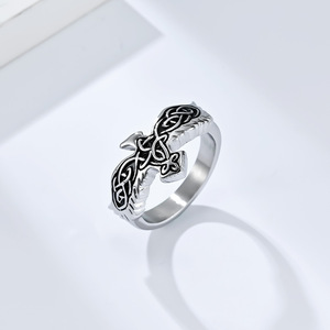 Retro cultural symbol, Nordic style, Celtic eternal knot, eagle <b>titanium</b> steel <b>ring</b>, niche and unique stainless steel jewelry. - Product Image 3