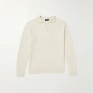 Knitwear Manufacturer Custom Autumn Winter Cream Polo Collar Long Sleeve Pullover Wool Cashmere Sweater Men