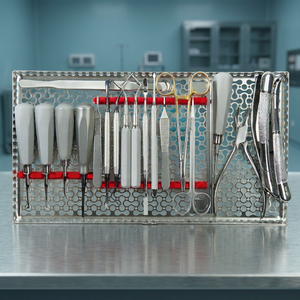 Ensemble de plateaux d'instruments dentaires vétérinaires en acier inoxydable, kit d'outils chirurgicaux avec bande en silicone pour clinique vétérinaire canine - Product Image 5