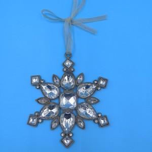 Silver Snowflake Hanging Ornament Christmas <b>Tree</b> Decoration <b>Crystal</b> Design Holiday Decor - Product Image 3