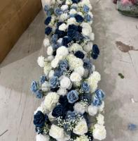 J-FR106 En gros Chemin de table en fleurs artificielles en soie, fleurs roses pour allée de mariage, chemin de table long pour mariage
