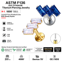 Anting-anting stud labret titanium tanpa ulir kualitas implan ASTM F136 G23 grosir, untuk helix, conch, dan tulang rawan, perhiasan tubuh