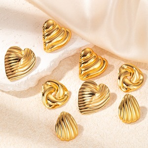 Pendientes de Acero Inoxidable 316L Retro EH155, Chapados en Oro de 18K, con Texturas Variadas, Hipoalergénicos, Resistentes al Deslustre, para Mujer - Product Image 5